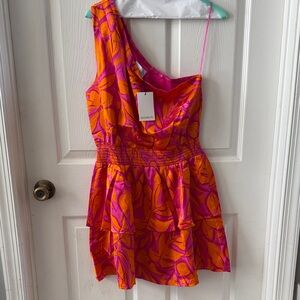 Sugarlips Pink and Orange One-Shoulder Dress